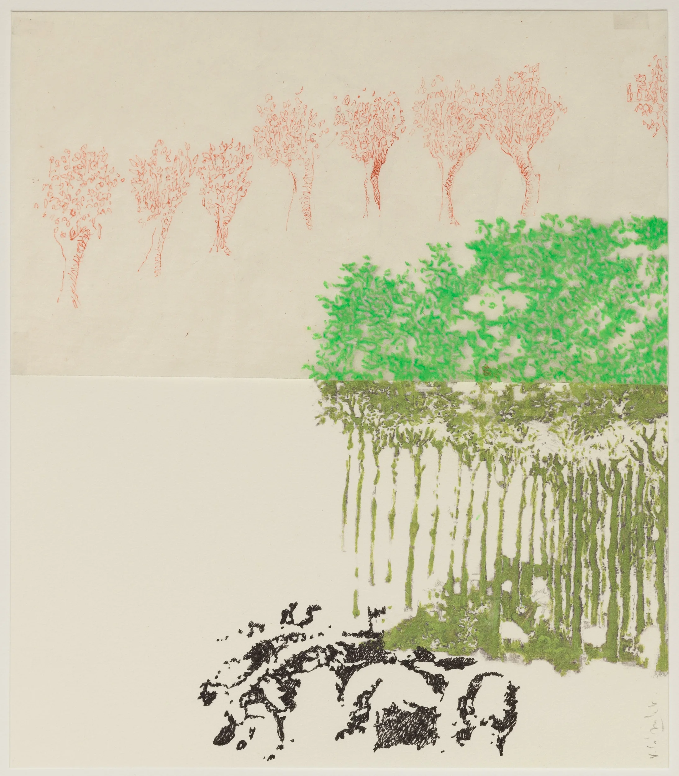 “Très Riches Heures - November/June” 2015 Chinese Ink and Coloring pencils on Rives and Gampi Paper Dimension: 7”1/2 x 8”5/8 — 22 x 19 cm