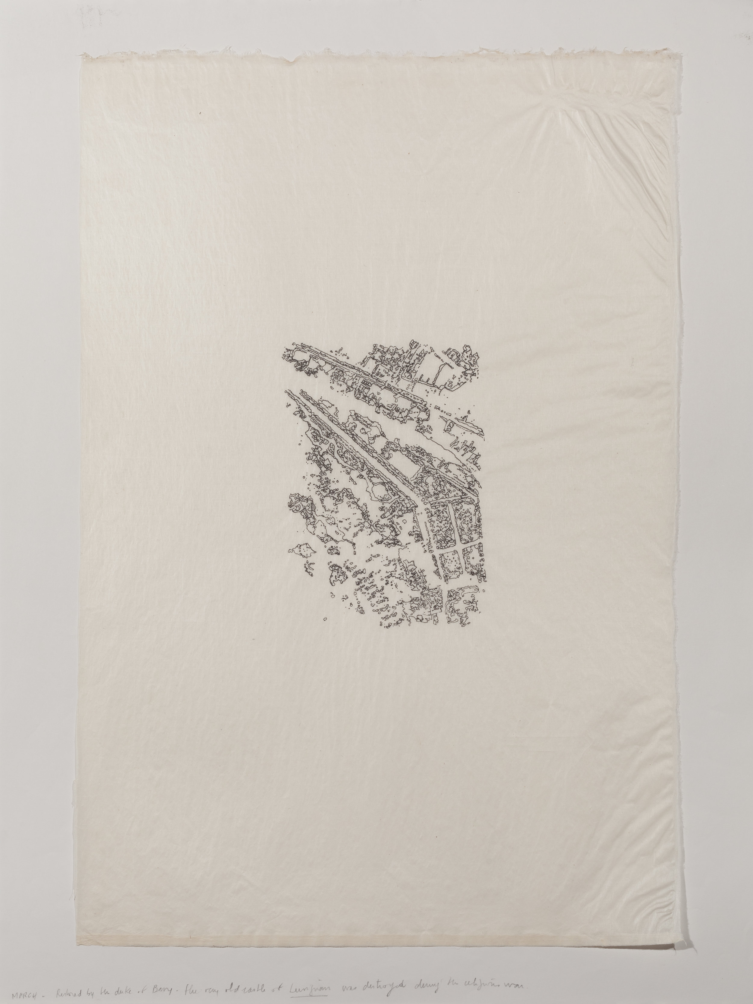 “Tres Riches Heures” March 2010 Indian Ink on Gampi Yamaguchi 18º Dimension 18 x 24 inches Restored by the Duke of Berry, the very old castle of Lusignan was destroyed during the religious wars. Castle of Lusignan - Google view 46º26’13.79” N 0º0