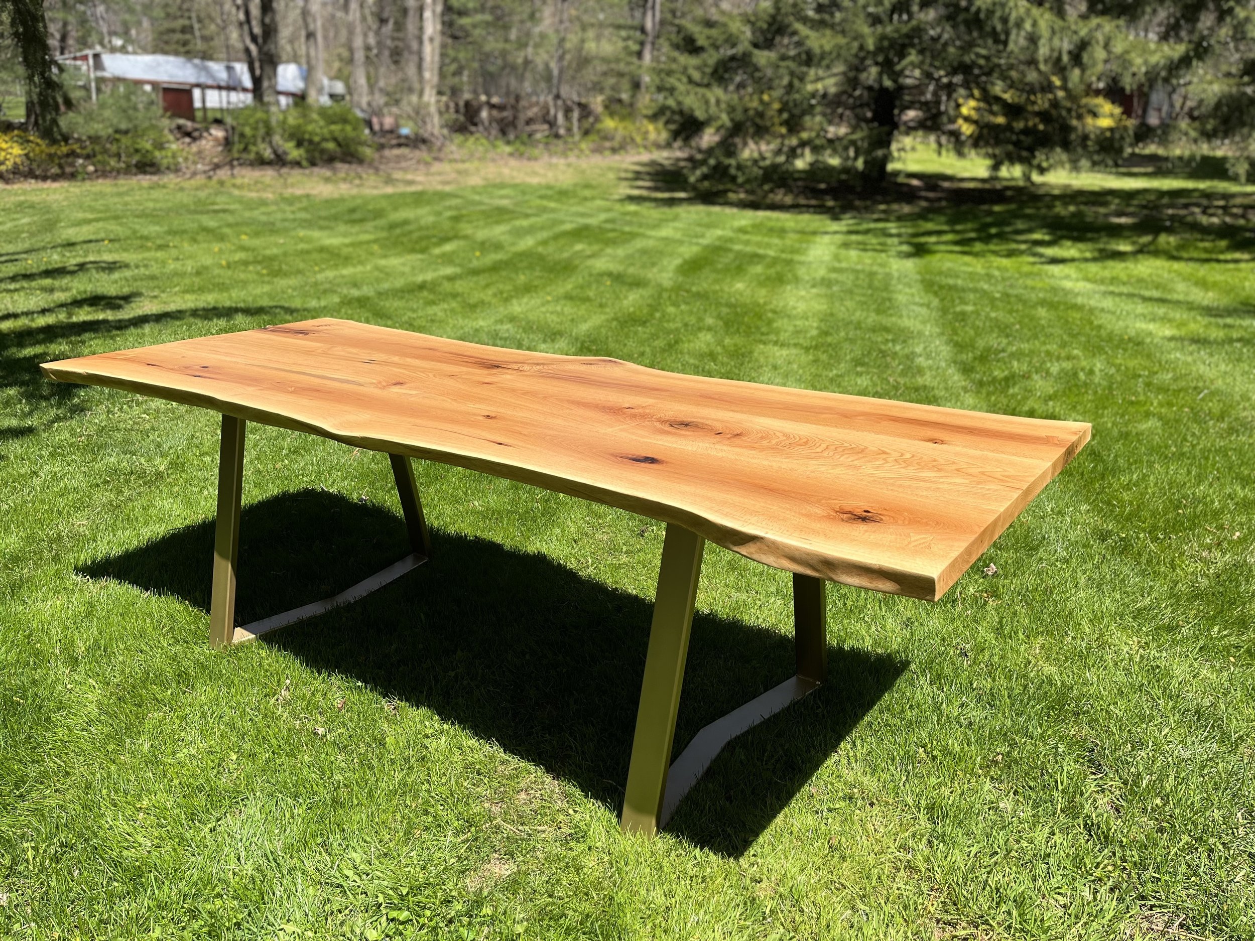 Live Edge Dining Table on steel base