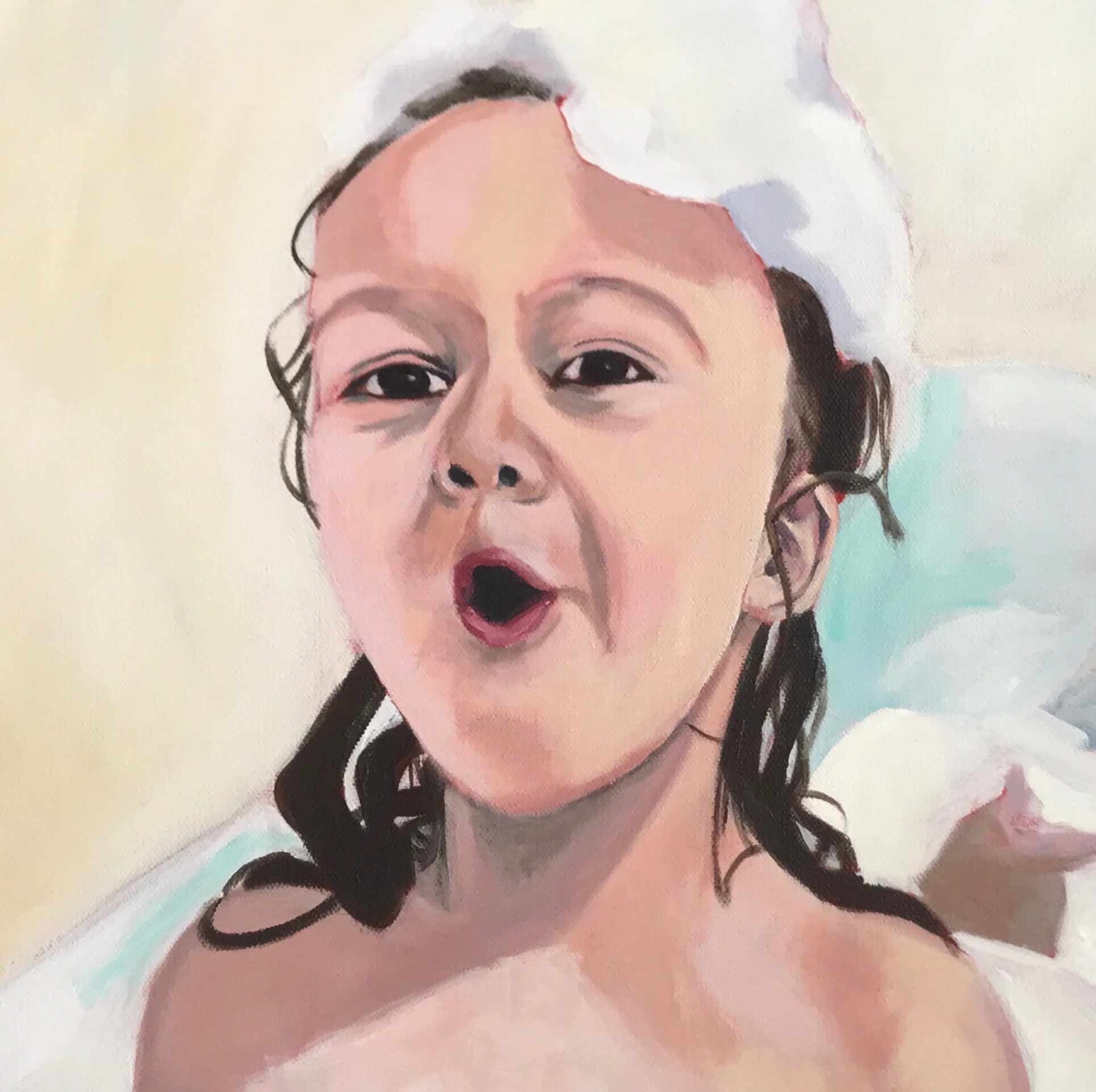 DETAIL of "Katie & Genna" 16x20" acrylic on canvas