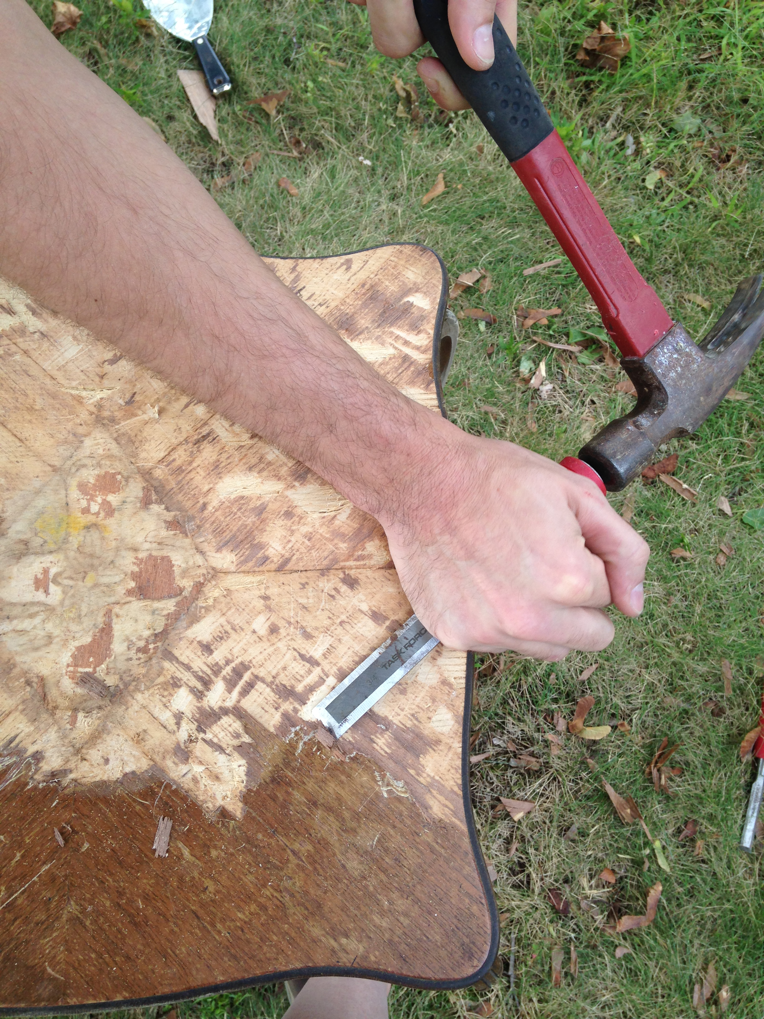 Get chiseled. If you're removing inlay, does it become outlay?