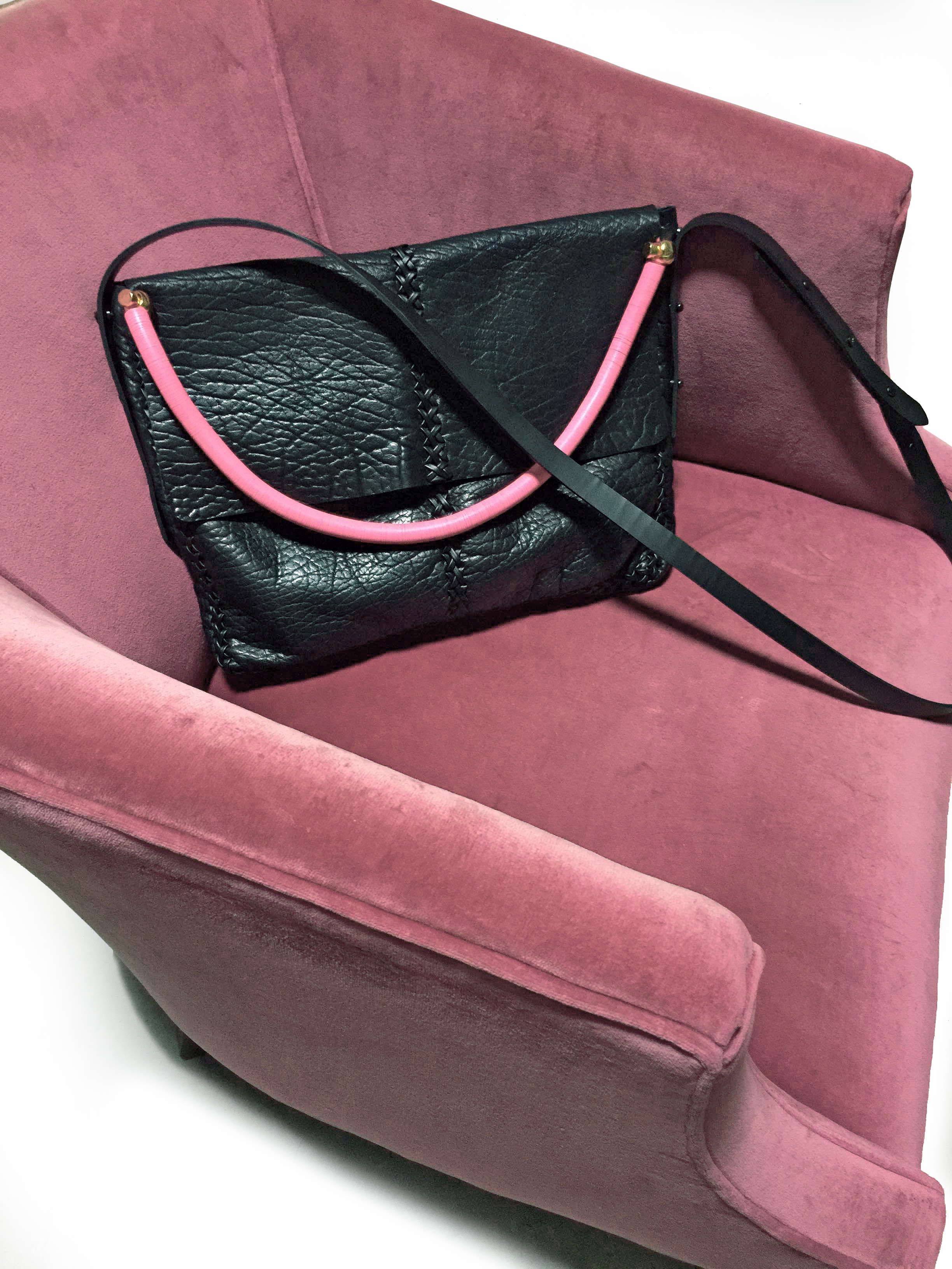 leather braided handbag