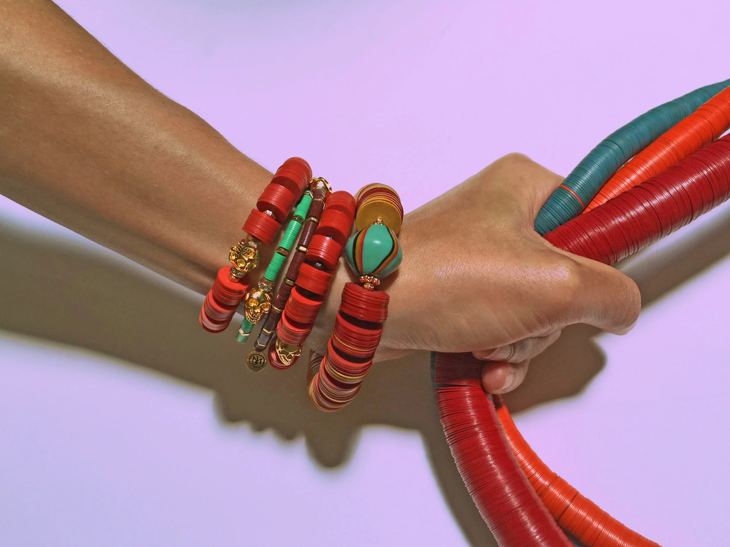 Vintage vinyl trade bead jewelry.