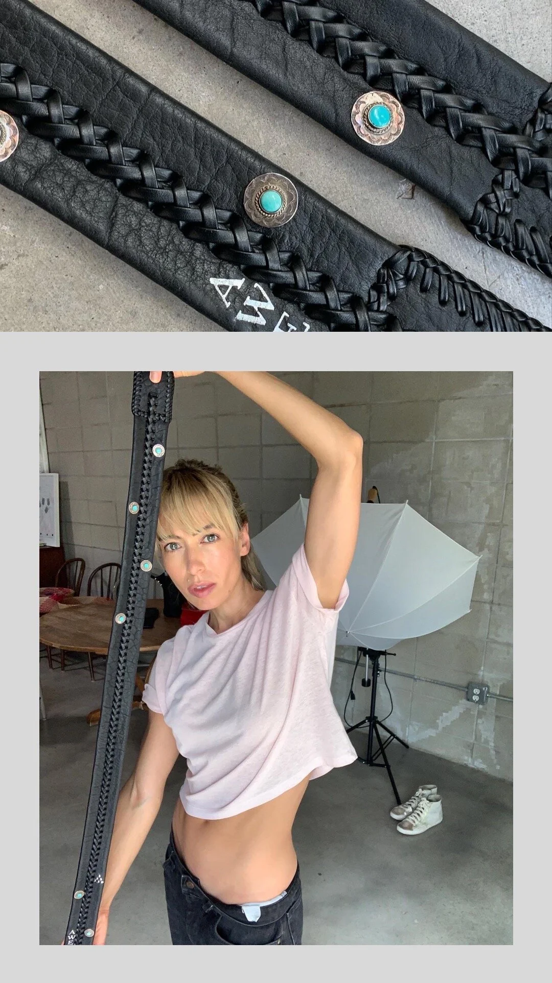 Custom leather guitar strap for Clark.