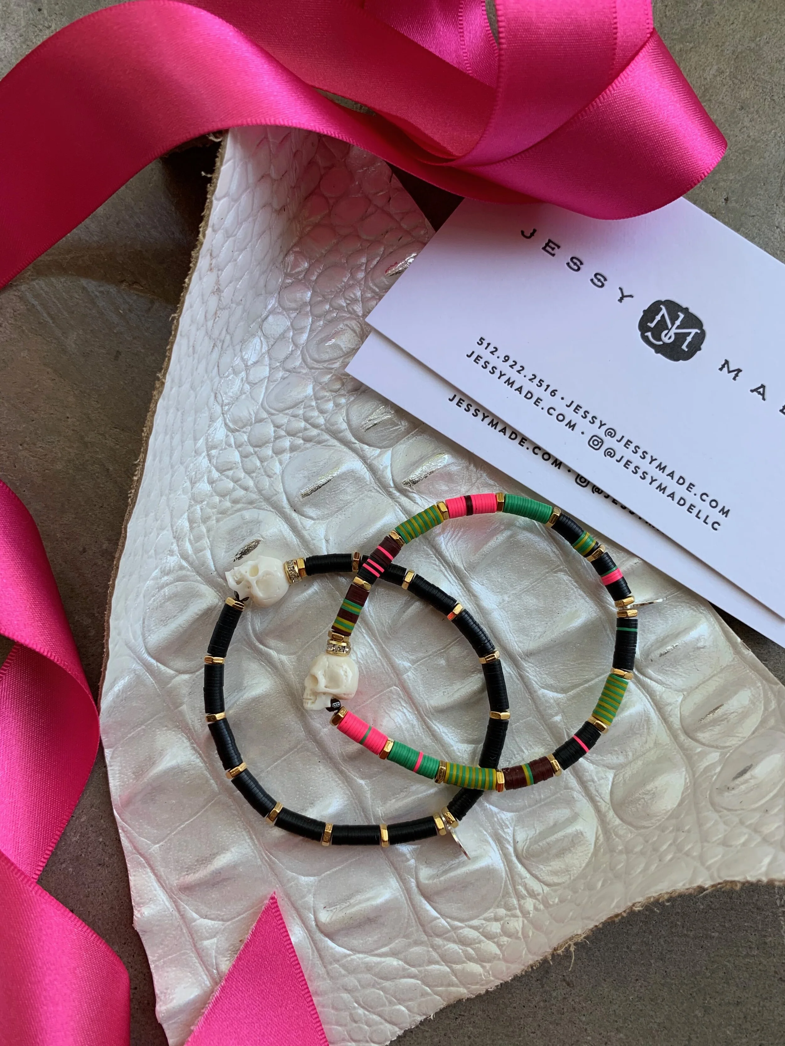 Vintage vinyl memento more bracelets.