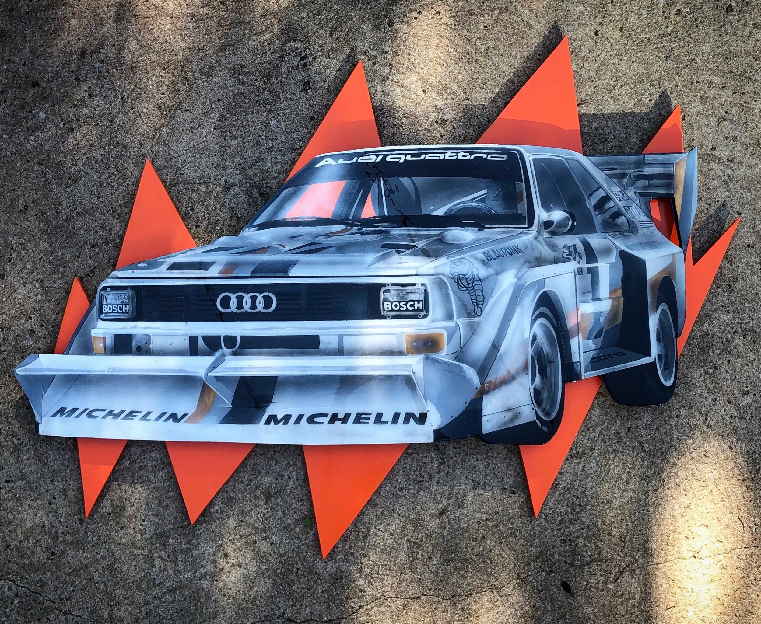  1981 Audi Quattro • 4’x2’ • Acrylic on Wood Cutout with Resin Coating   AVAILABLE FOR PURCHASE  