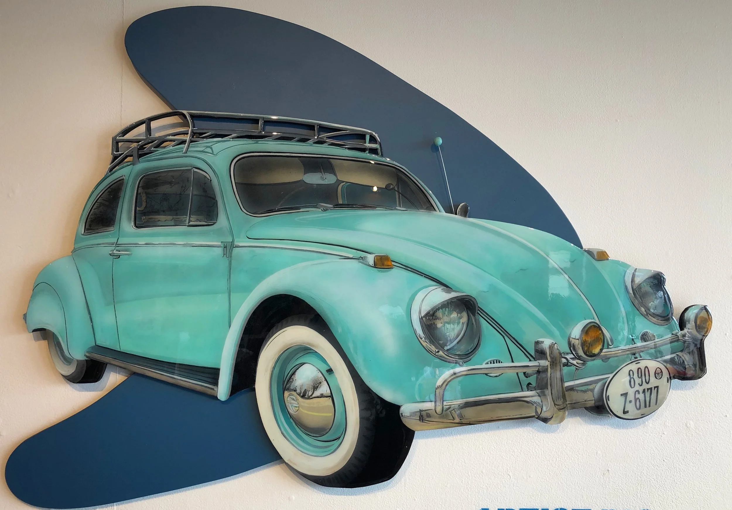  1964 Volkswagen Beetle • 4’ x 2’ • Acrylic on Wood Cutout with Resin Coating   SOLD  