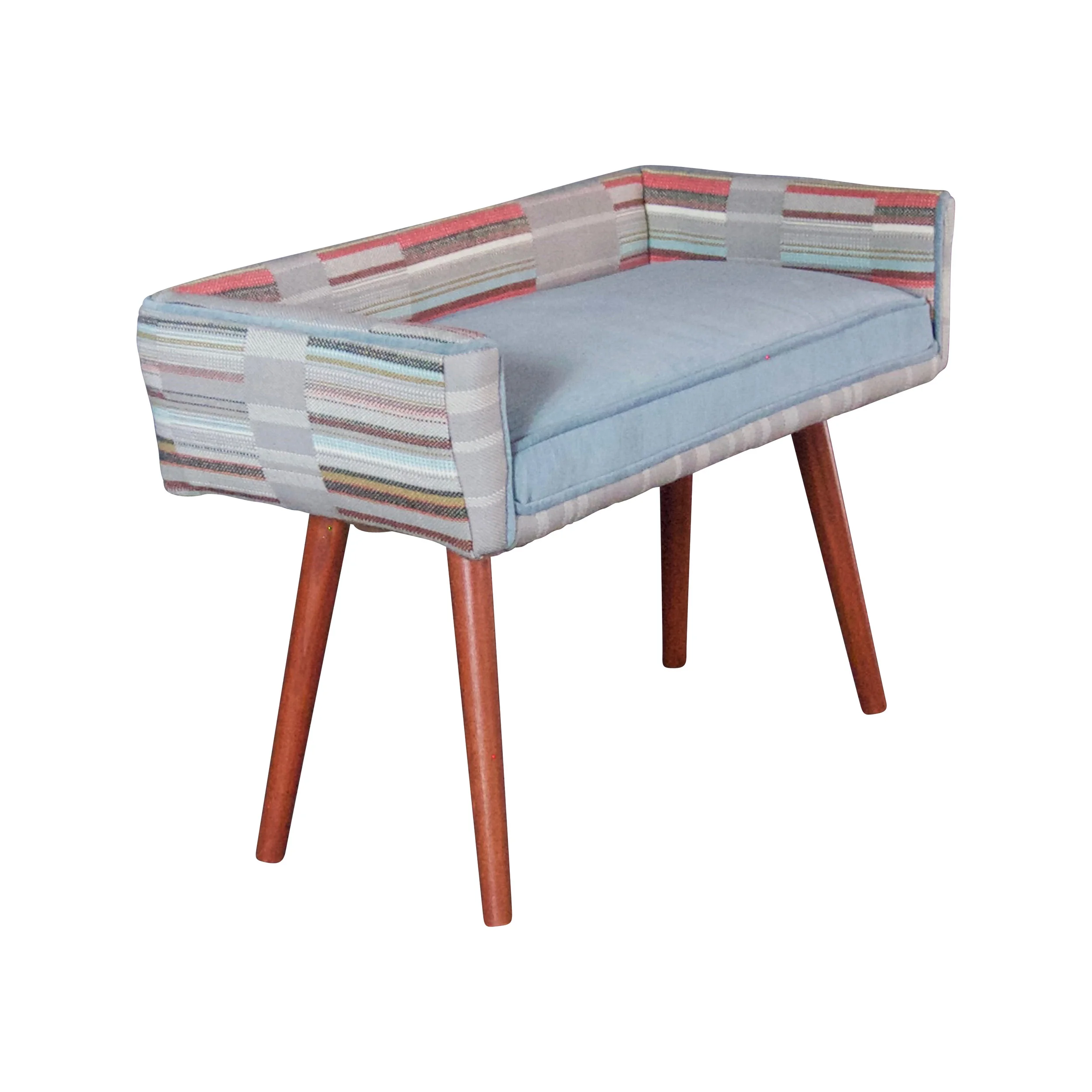 Vanity-Sized Stool: Gray Geometric