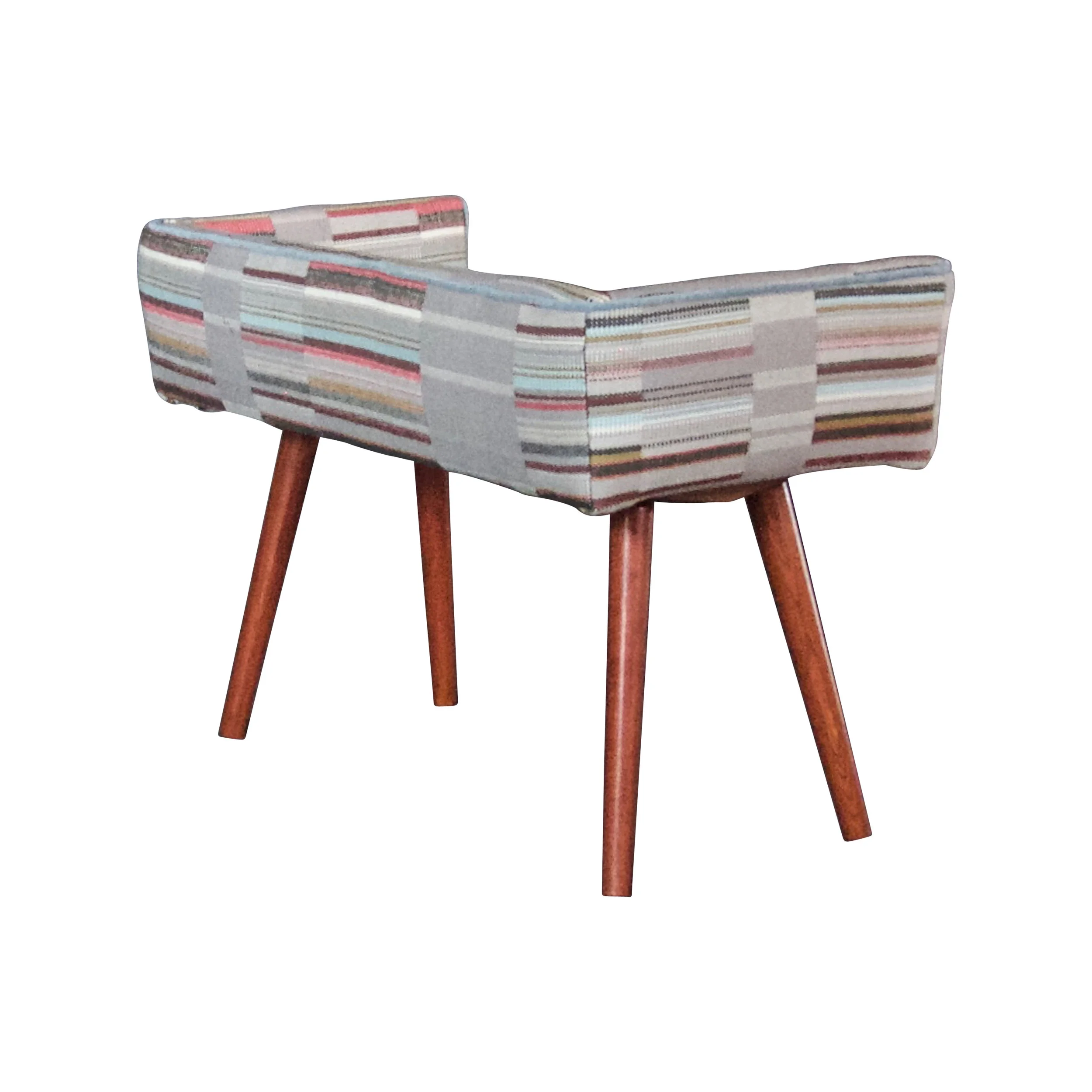 Vanity-Sized Stool: Gray Geometric