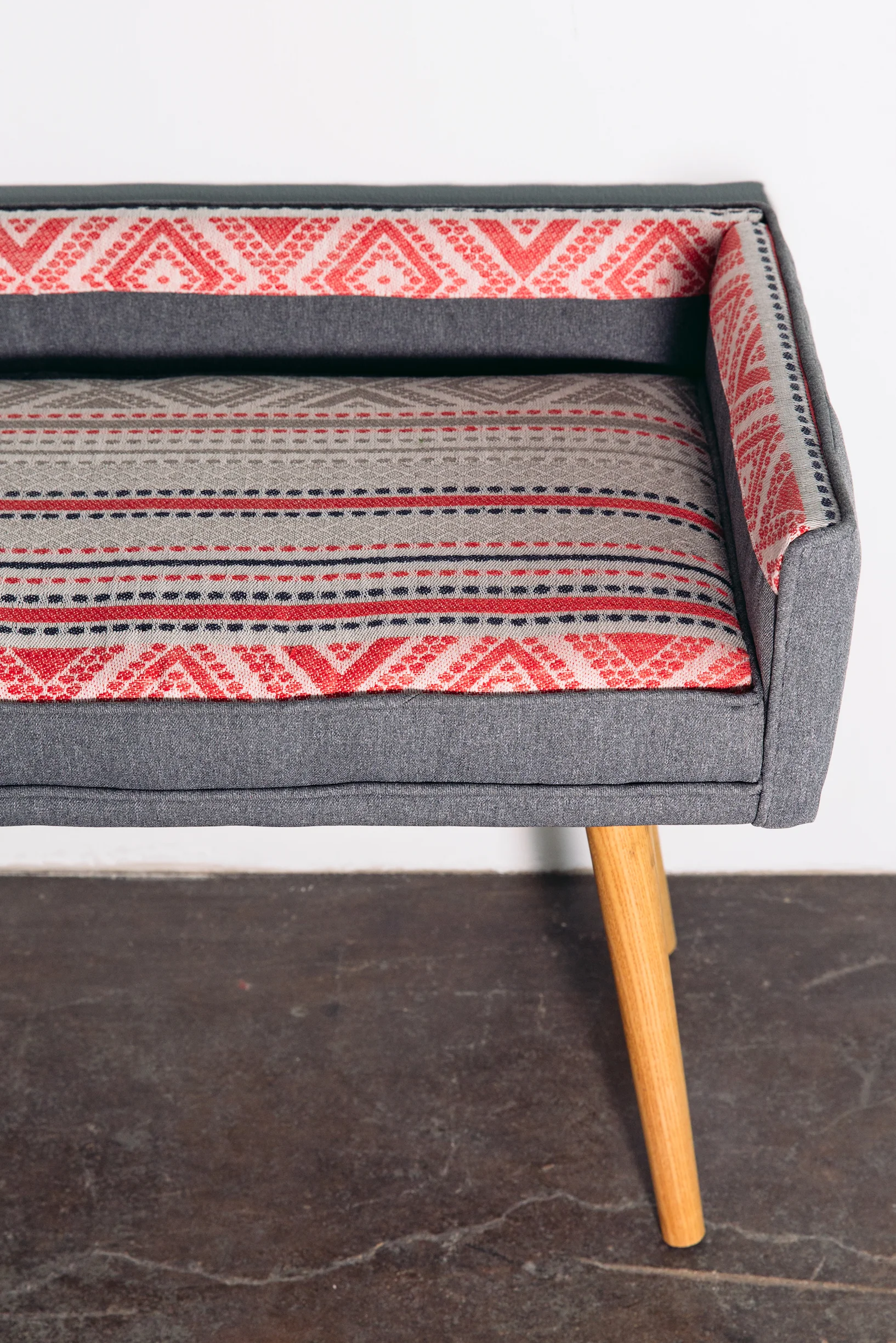 Vanity sized stool: Pinstripes and Ribbons with Maki Yamamoto