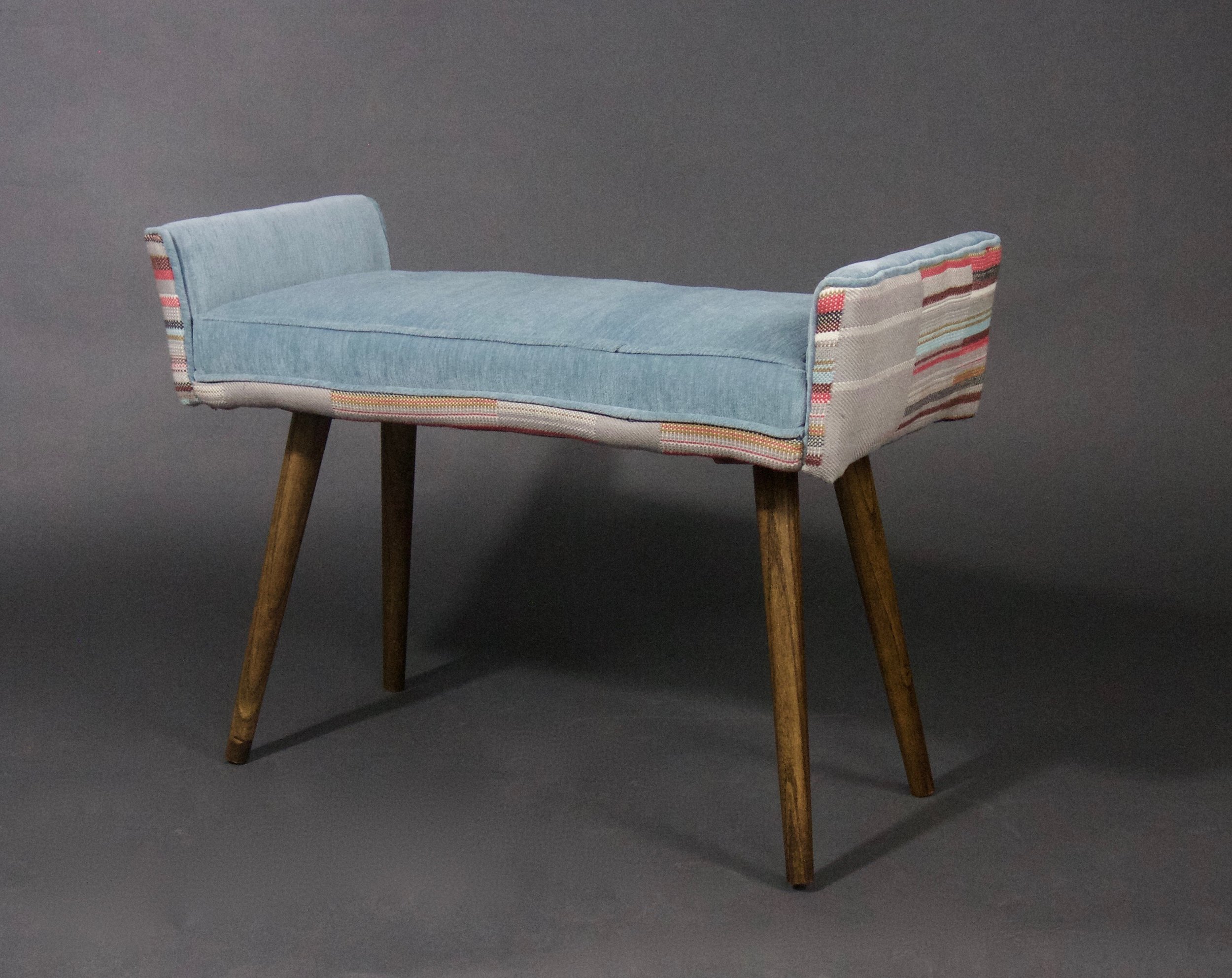 vanity-sized stool: gray geometric