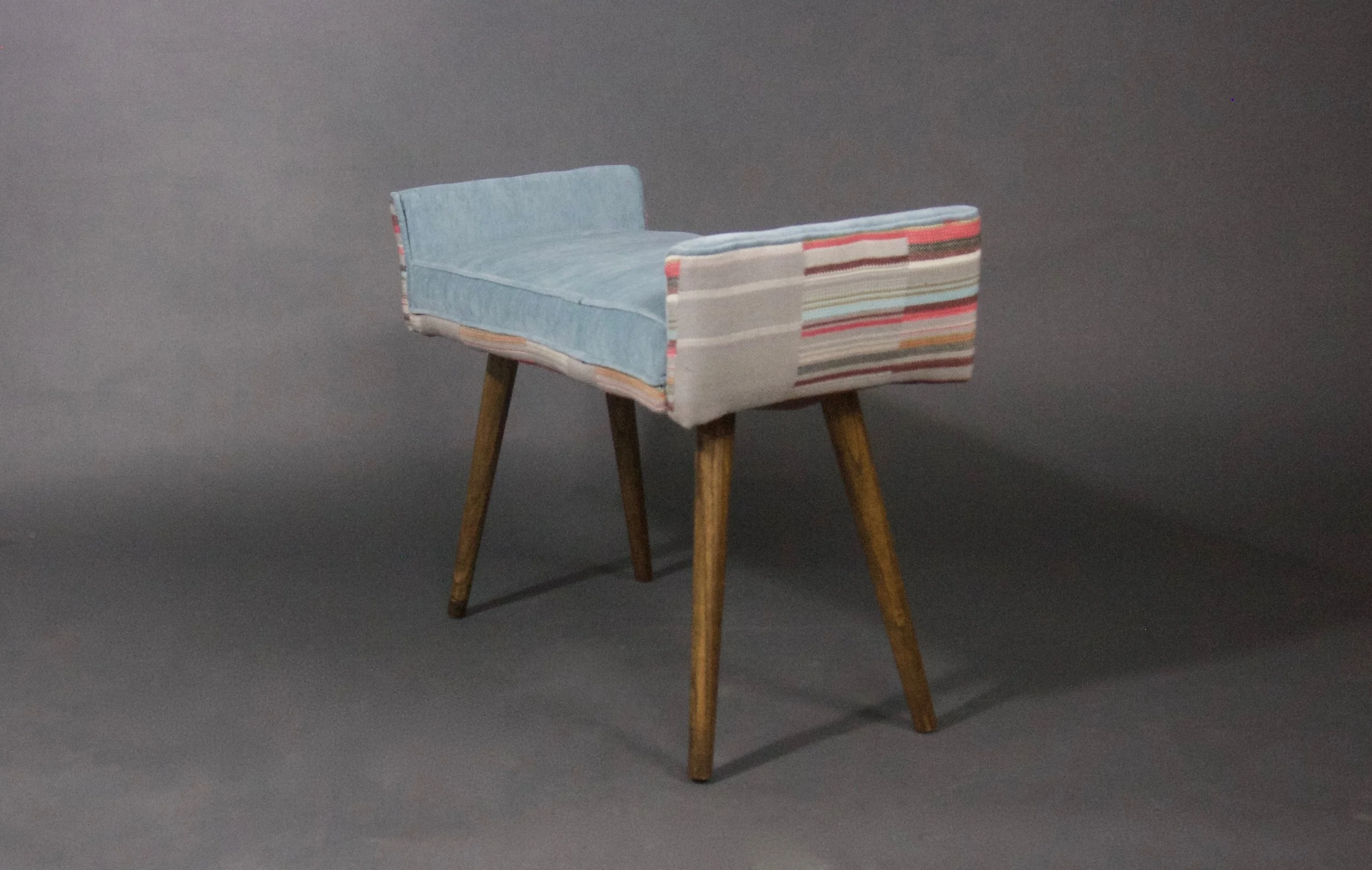 vanity-sized stool: gray geometric