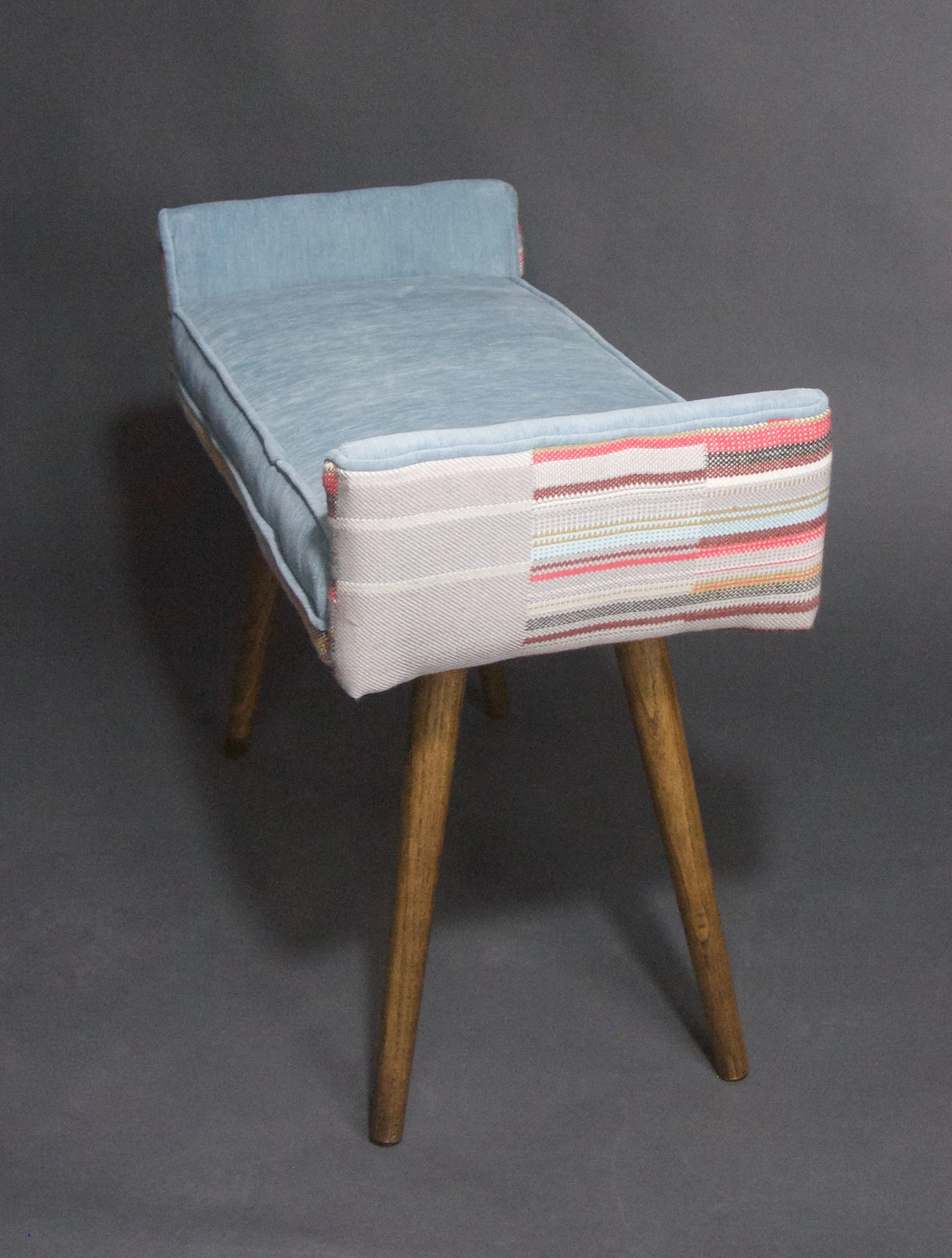 vanity-sized stool: gray geometric