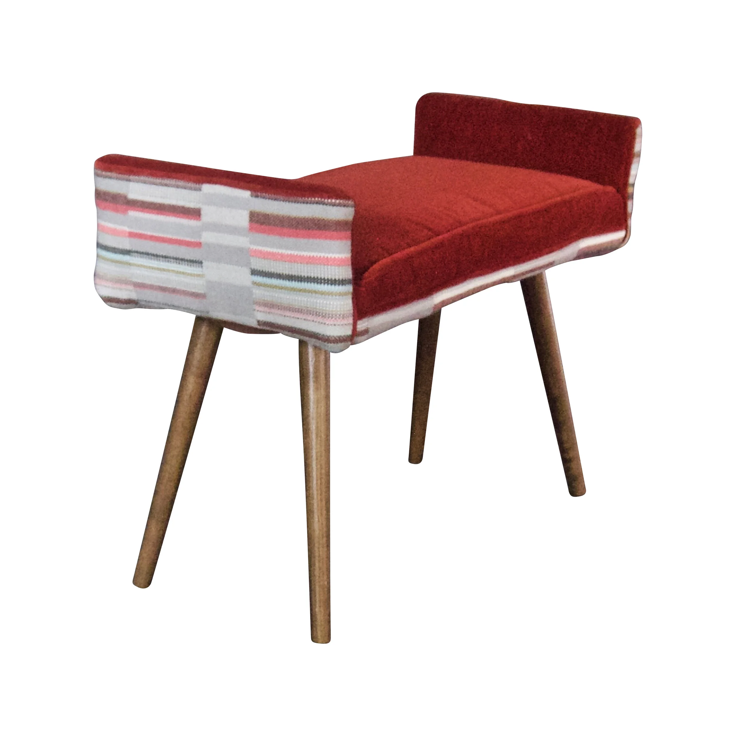 Backless Vanity-Sized Stool: Gray Geometric