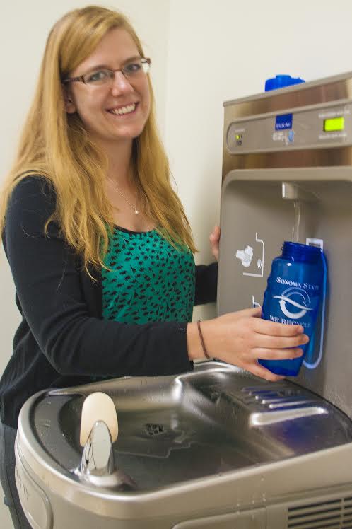 STAR // SSU NewsCenter Sustainability Senator Allison Jenks encourages students to use refillable wear bottles. 