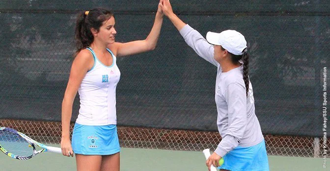 COURTESY // SSU Athletics Leire Martinez and Lauren Ha won both of their double matches in Friday’s win over the Tritons.