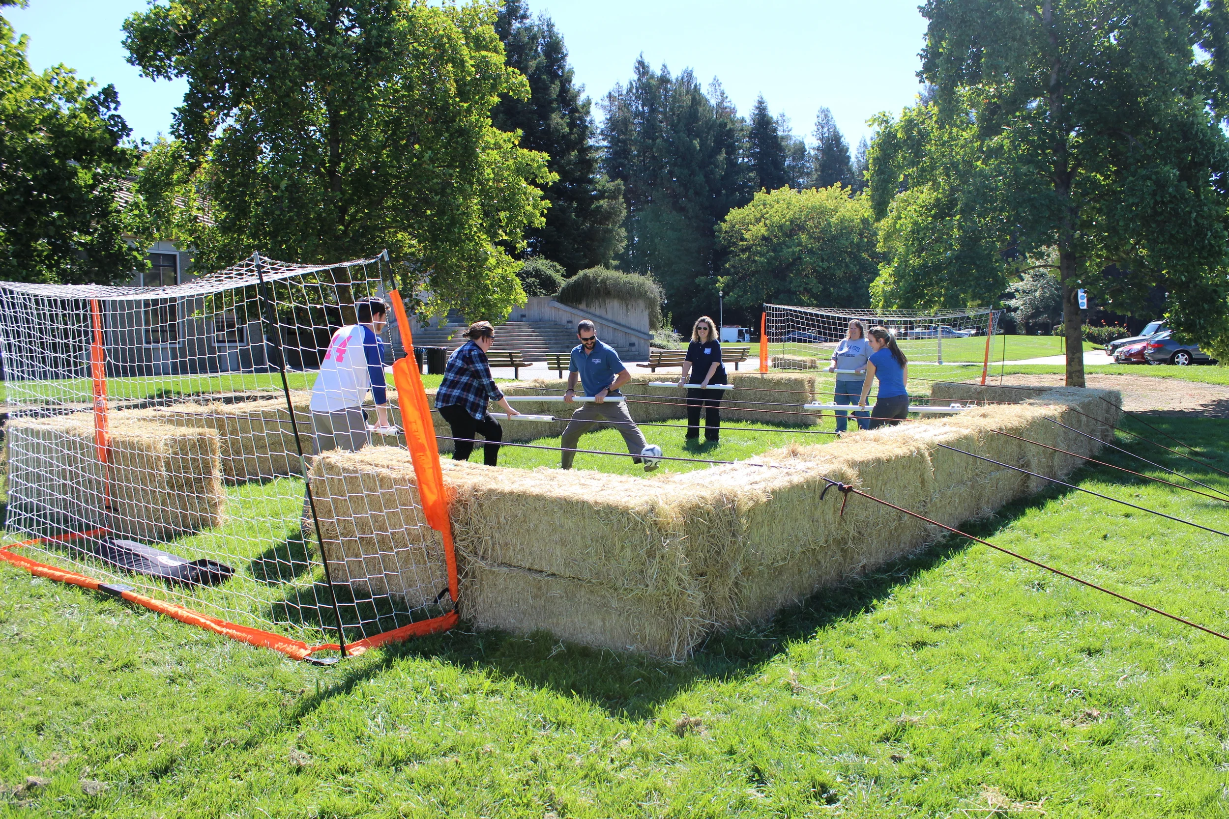 STAR // Edward Goquingco Students and staff members played life-size foosball as a pre-event before the actual tournament Thursday.
