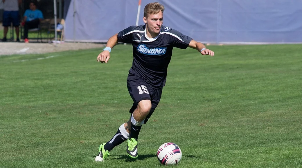 COURTESY// sonomaseawolves.com Junior TJ Perez scored the golden goal in overtime for the Seawolves against CSU San Bernardino on Thursdayto secure a spot in the CCAA championship tournament. 