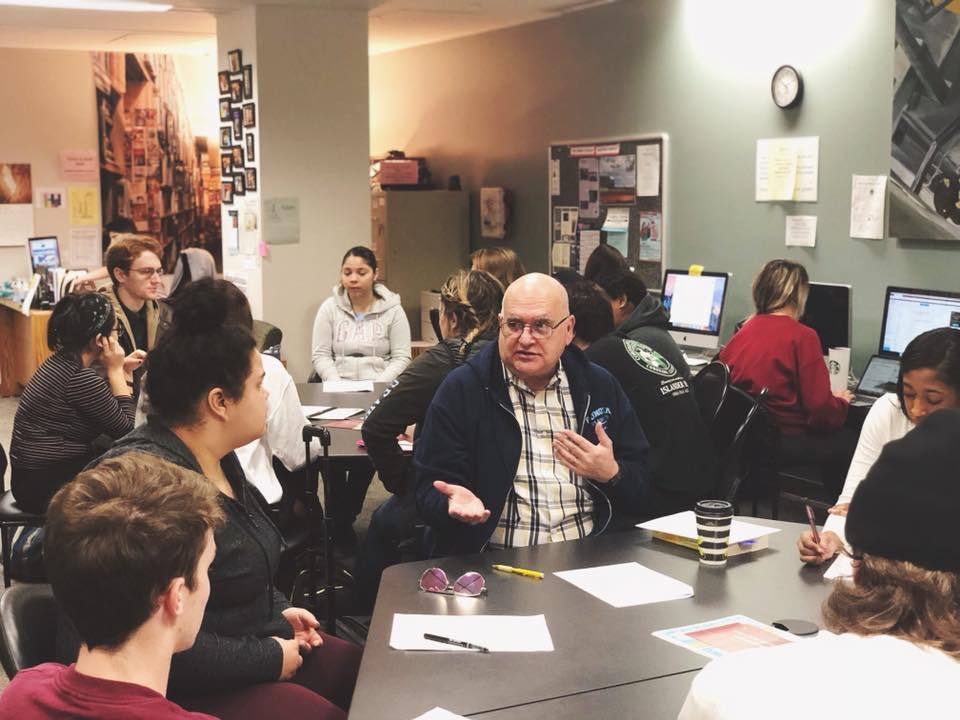 A Writing Center tutor helps students answer homework questions. Courtesy // Alix Parkhurst