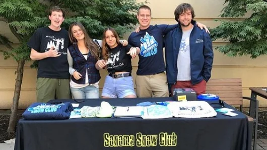 COURTESY // Sonoma State Snow Club Members of Sonoma State’s Snow Club table outside the Student Center in 2017.