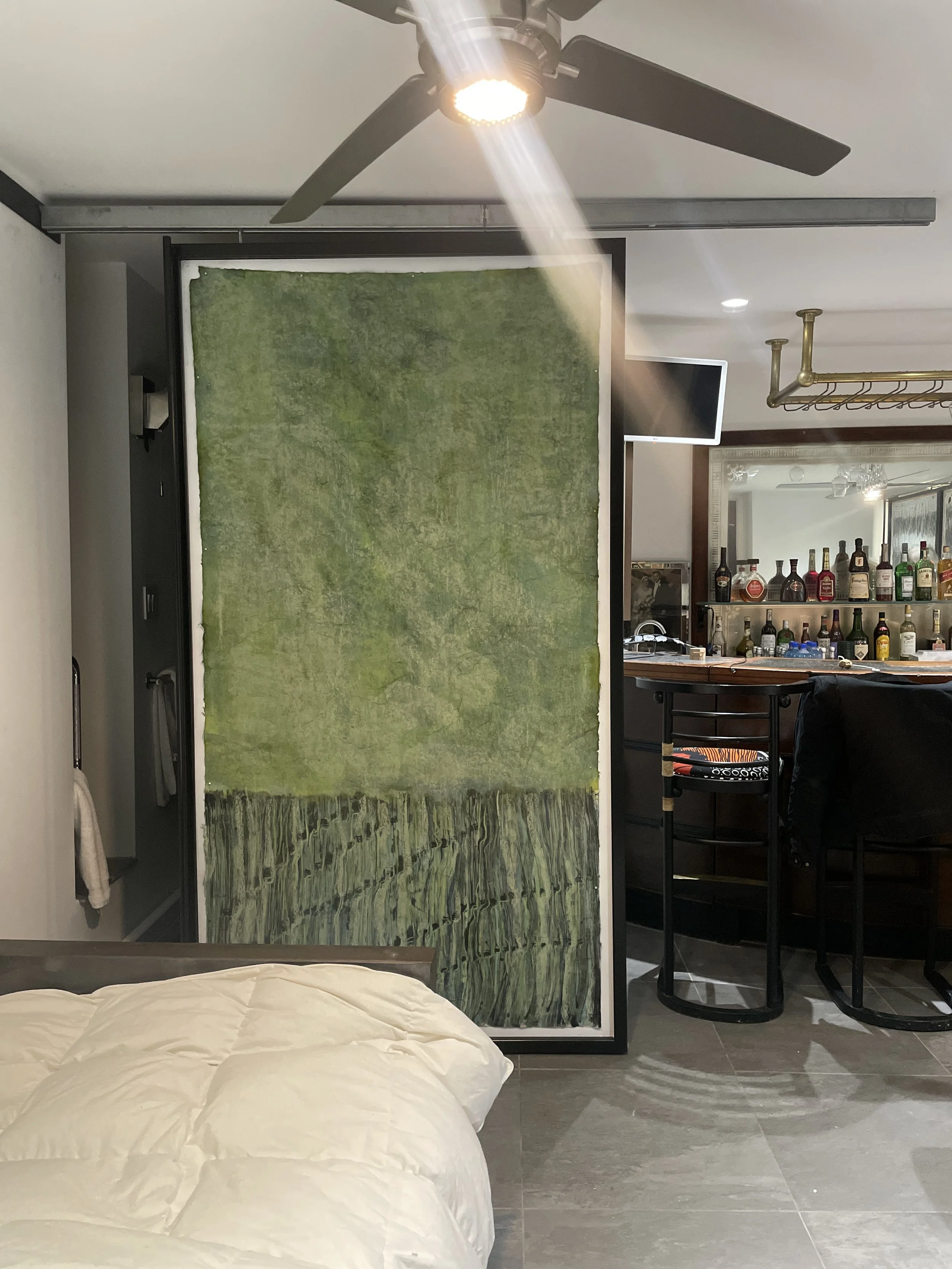 Installation for Dolores     Artwork for three sliding metal doors     Shown above Green Field   2004