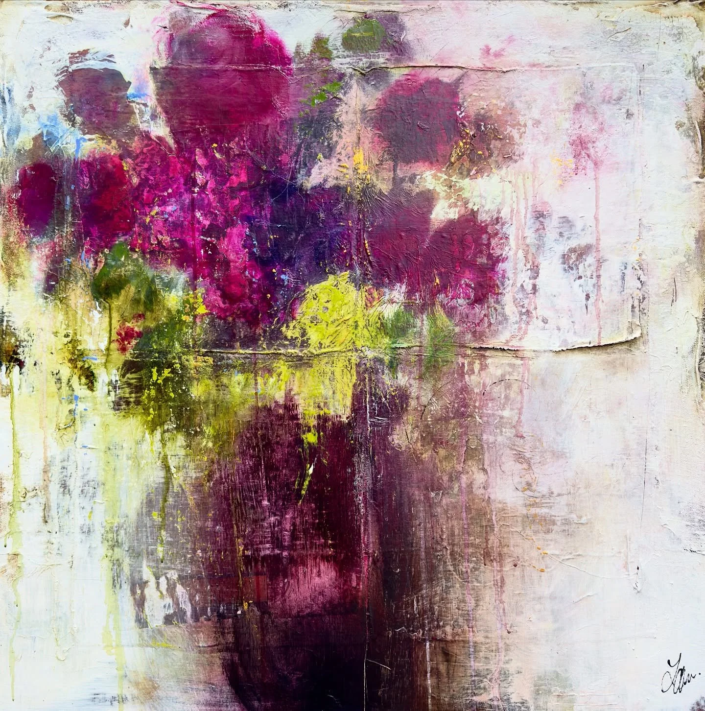 &ldquo;Ruby, in All of Her Glory&rdquo; &hearts;️
36 x 36 in
@adelecampbellfineart 

Layers and layers of cotton and linen and papers and paint. All etched and worn and marked-up and formed.

#ruby #floral #painting #decor #art #abstractfloral #textu