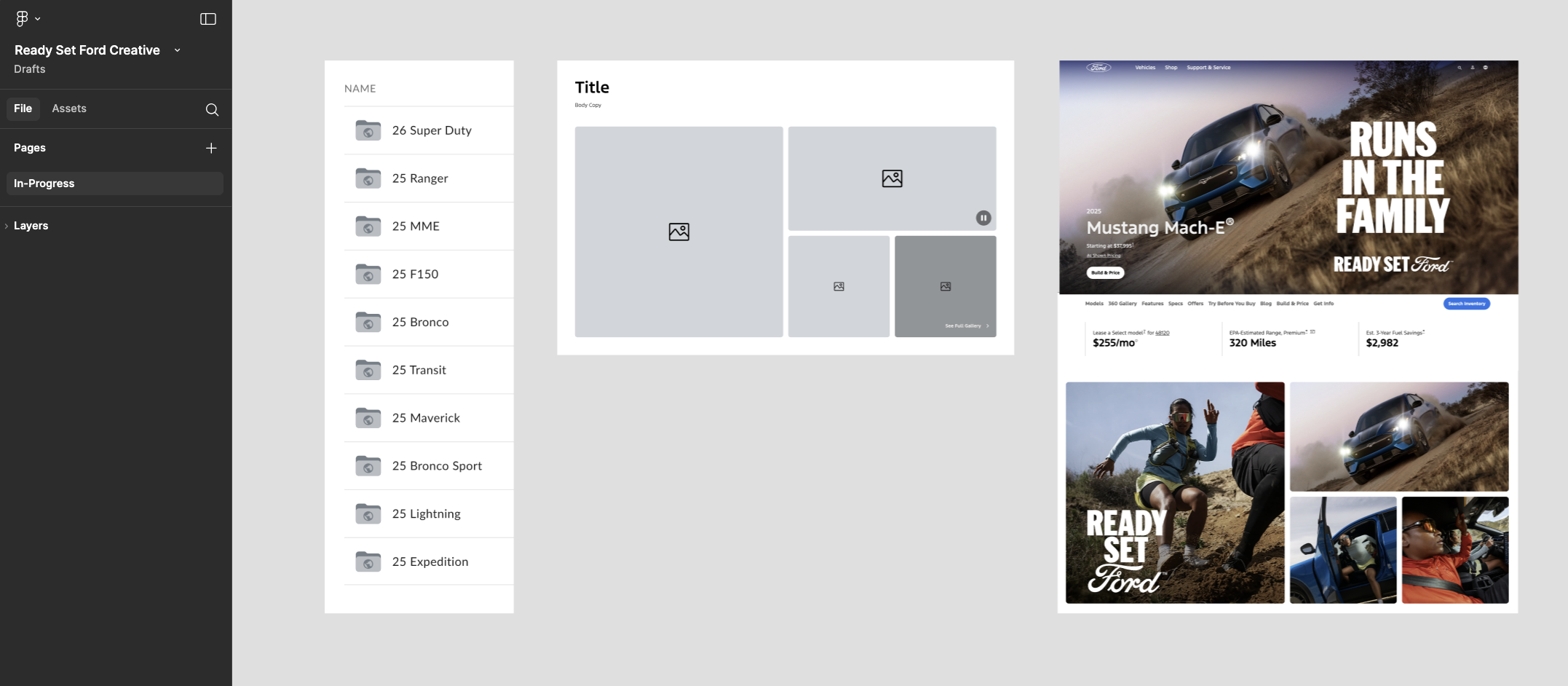  In-progress Figma work organizing and designing the mosaic galleries  