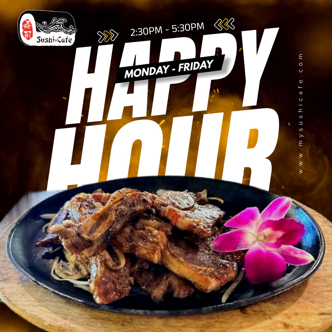 Join us for a rib-tastic happy hour experience! 🎊🍖

Order online now at https://bit.ly/3QWEFpI 
View our menu at www.mysushicafe.com

#sushicafefreeport #sactown #saceat #SushiCafeEats #RibMania