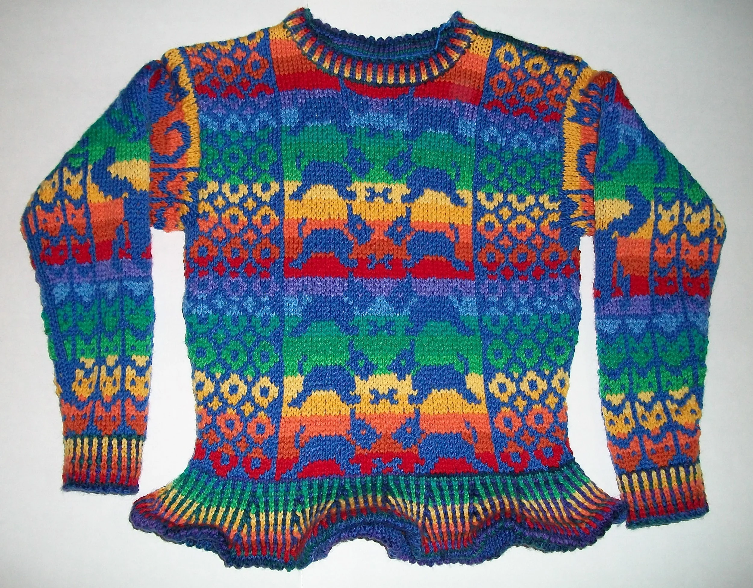 Knitting Pattern: Rainbow Animals Peplum Five Years