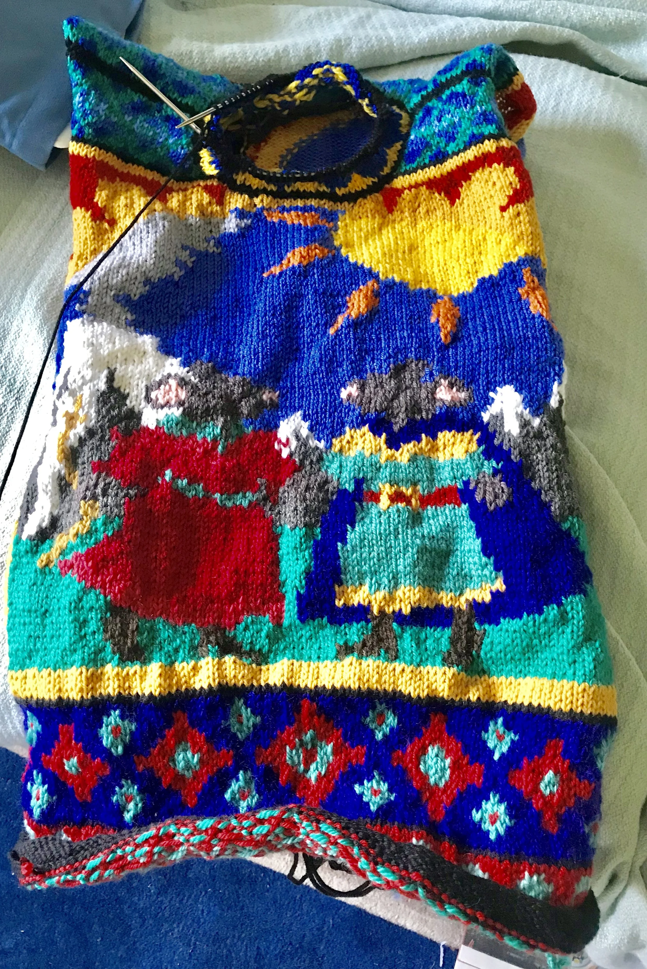Redwall sweater in progress.