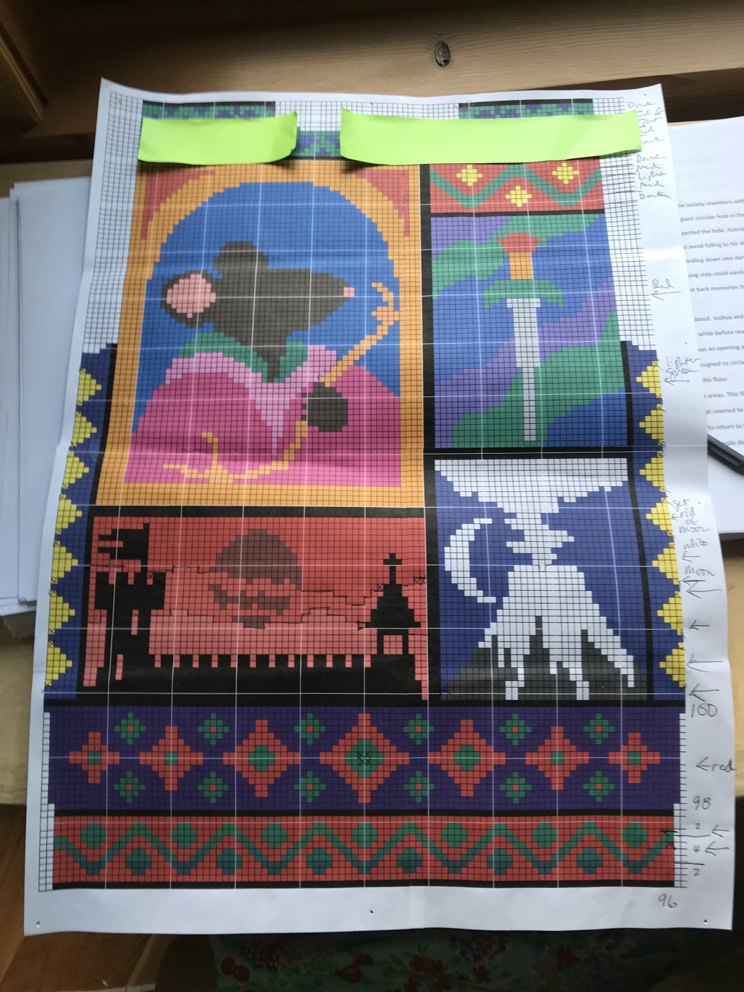 The back pattern with my notes and corrections.