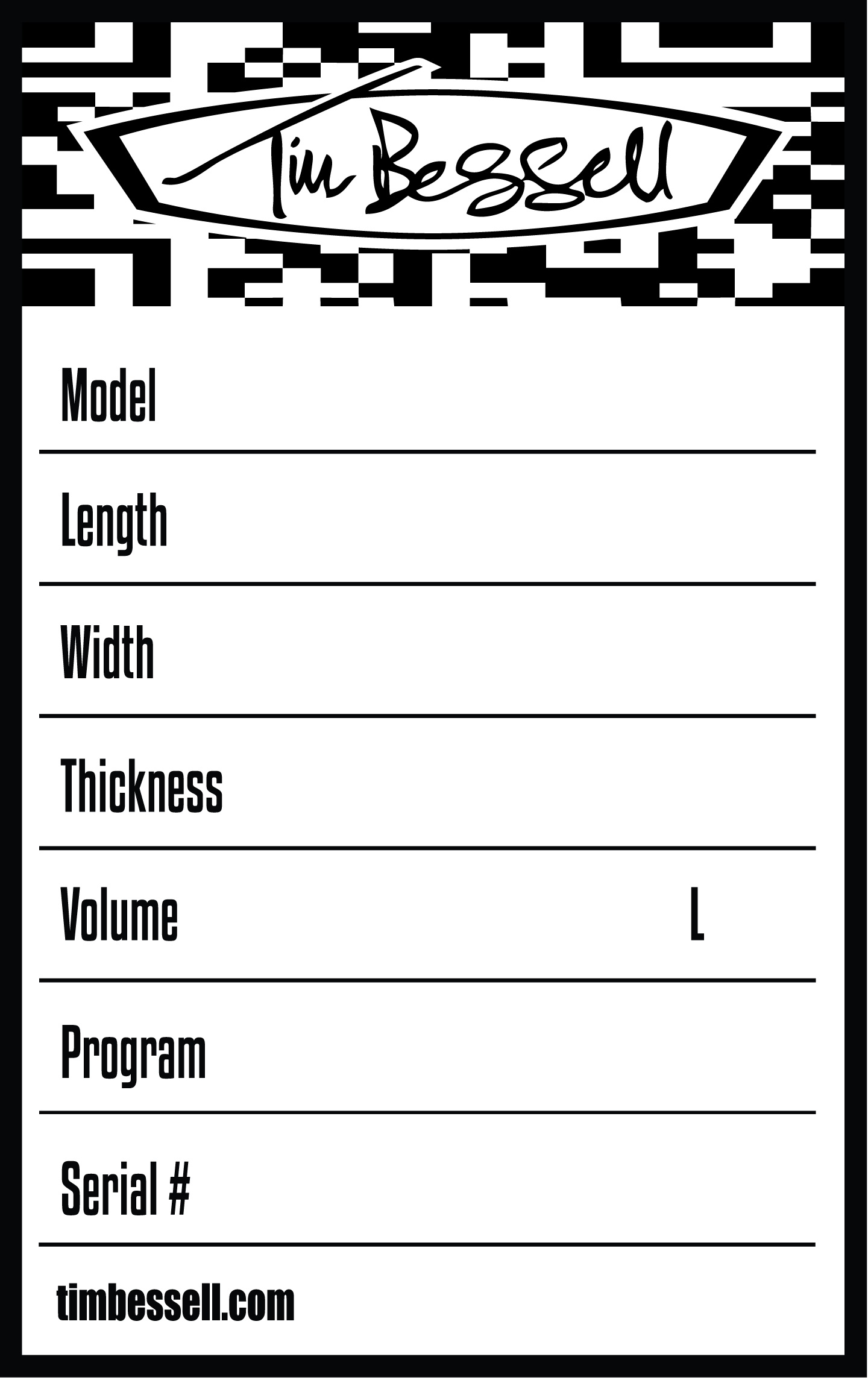 bessell surfboard label