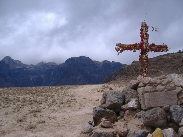 Making prayers on the trek.