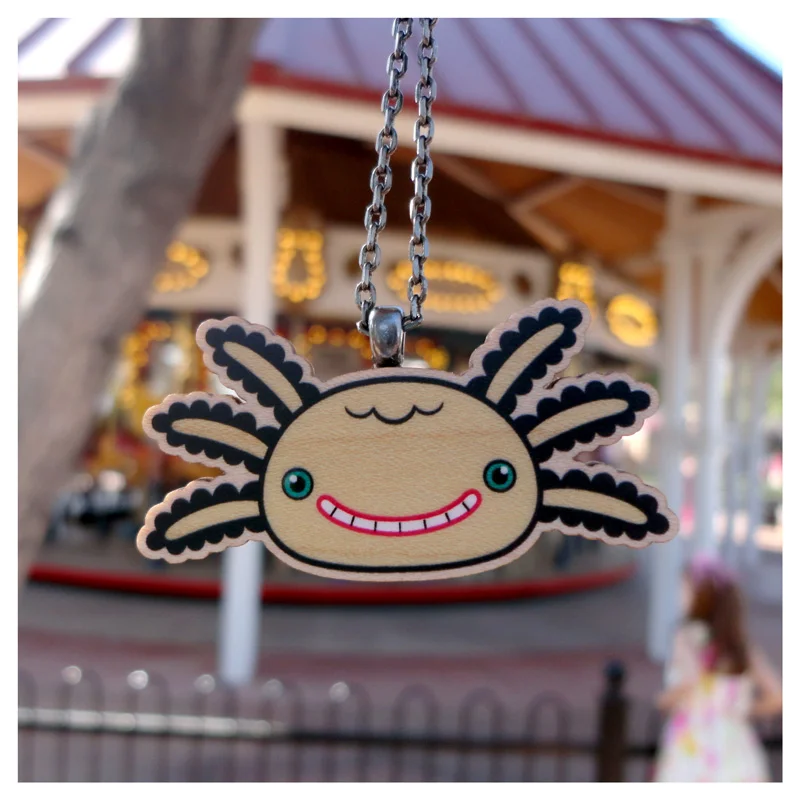 Wooper Looper wood pendant necklace