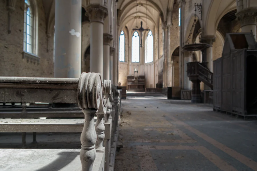 Urbex: Blue Christ Church. View From A Pew
