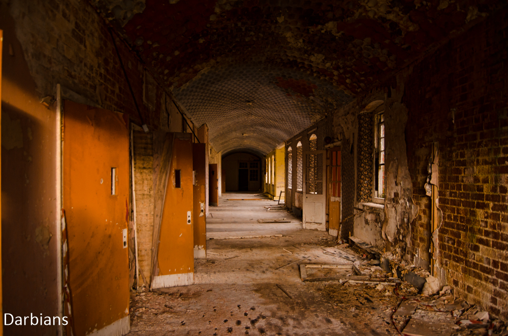 Urbex: St Johns Asylum. Corridor in the afternoon sun