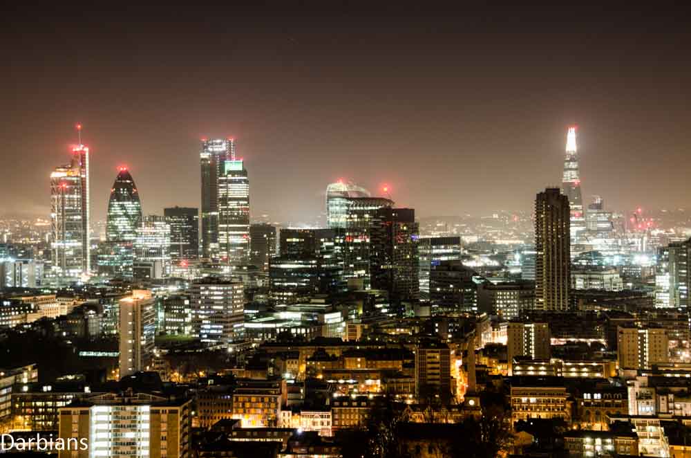 Wide Cityscape Of London At Night