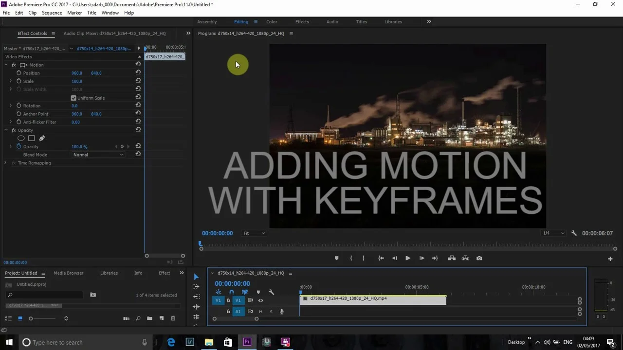 Premiere Pro Tutorial: Adding Motion To Still Video