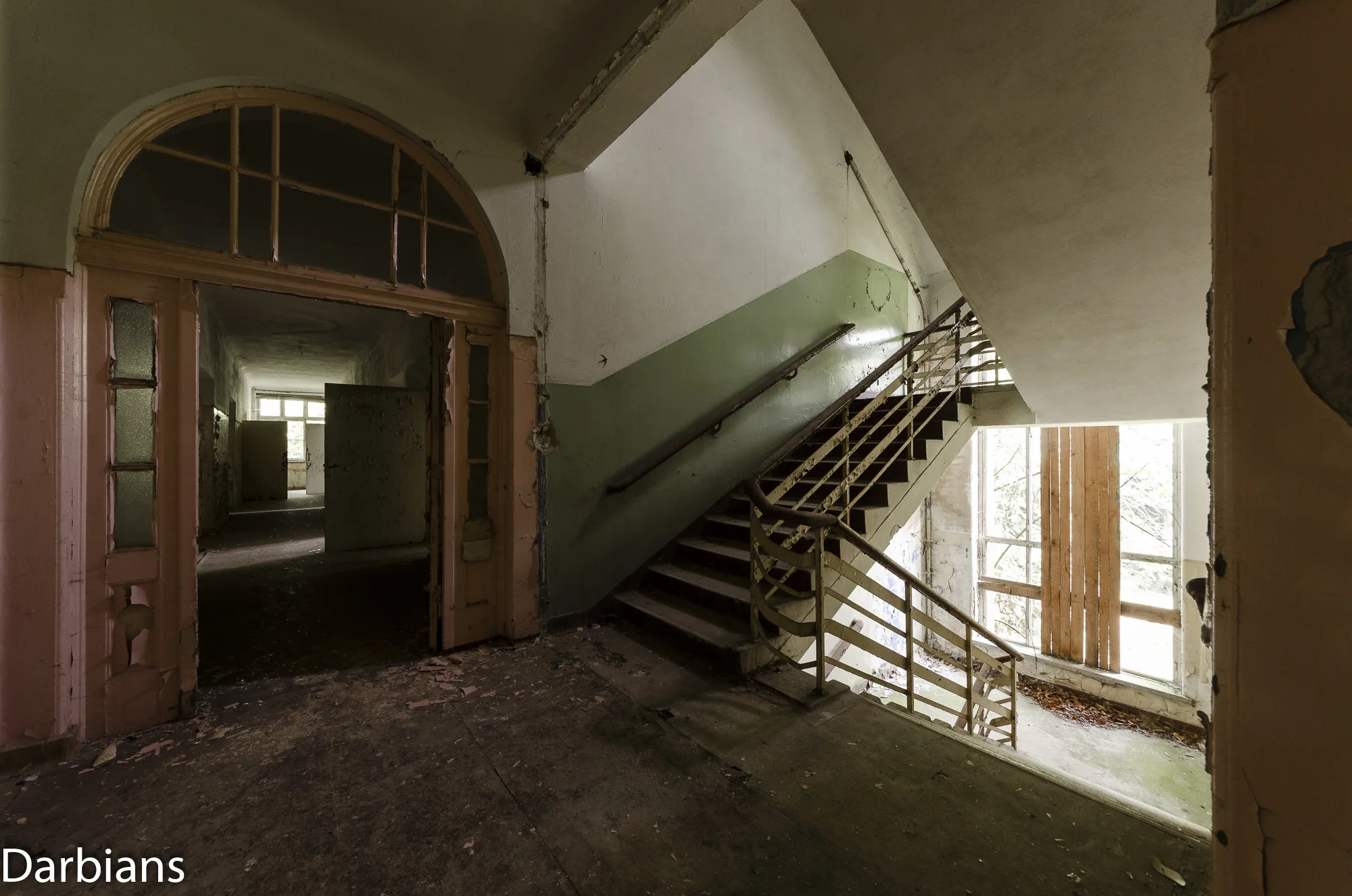 Stairwell leading to a corridor.