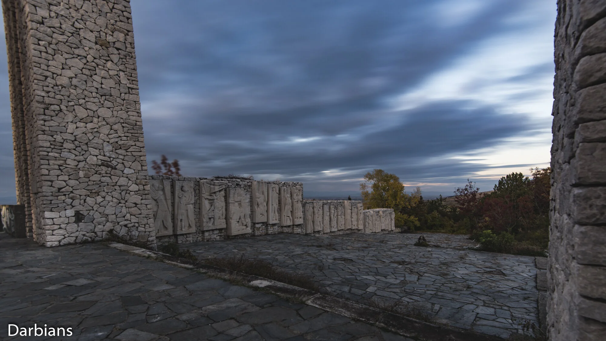 Monument Of The Three Generations: Steps lead up to the monument.