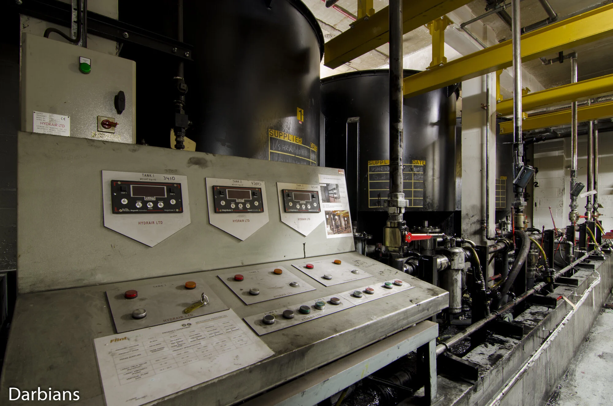 Broughton Printers Preston: Tanks and their control panel.