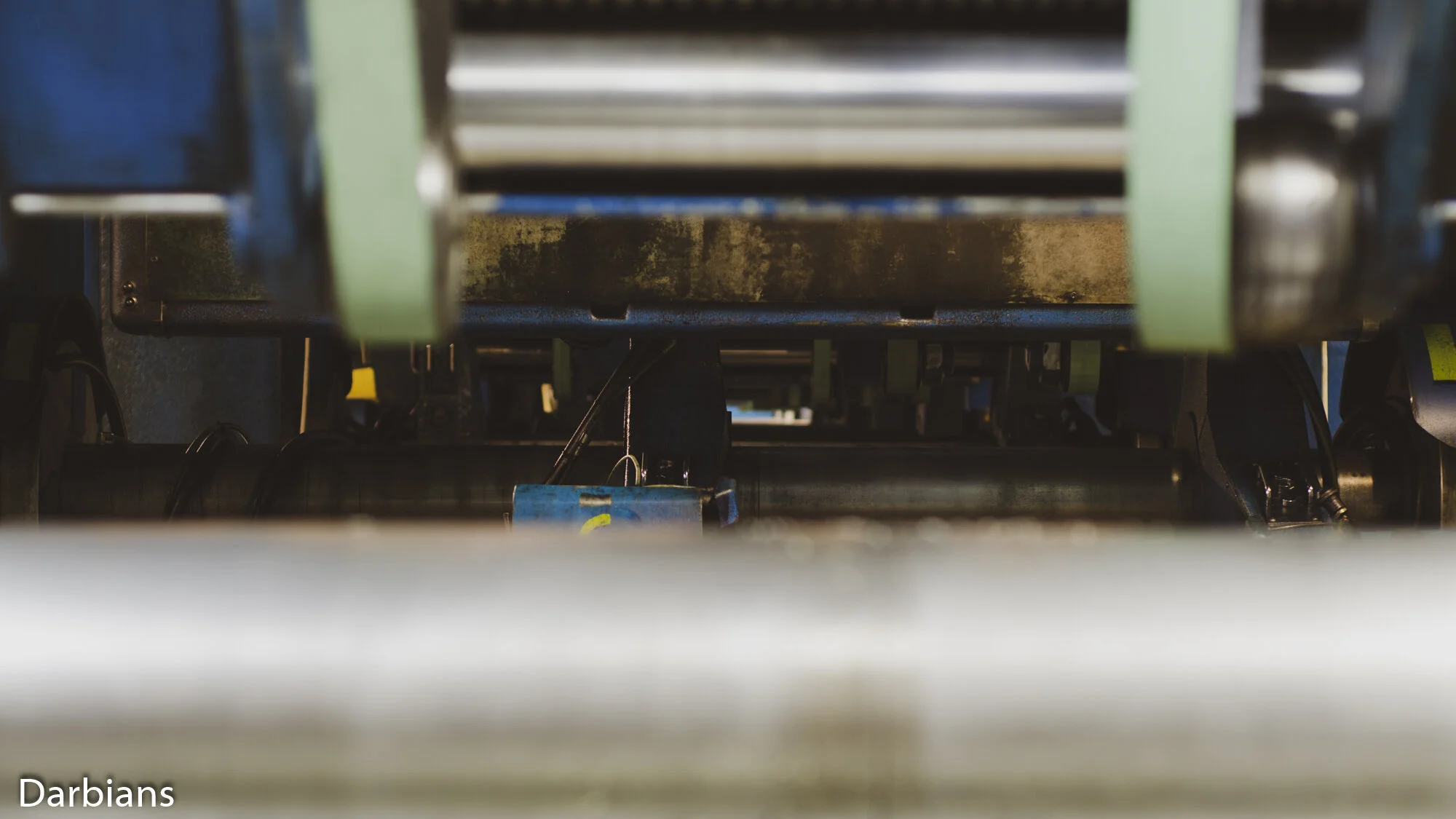 Broughton Printers Preston: Looking through the reelstands.