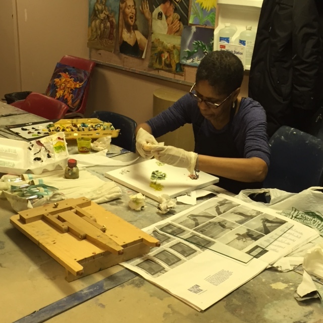 Oil painting participants enjoying the creative process!