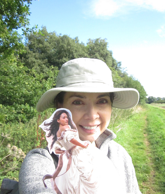 Susanne and Charlotte on the footpath, south border of Batsford House and Park.