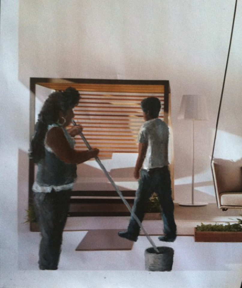 Ramiro Gomez, Maria Luisa with the Laundry Basket, acrylic on magazine, 2013