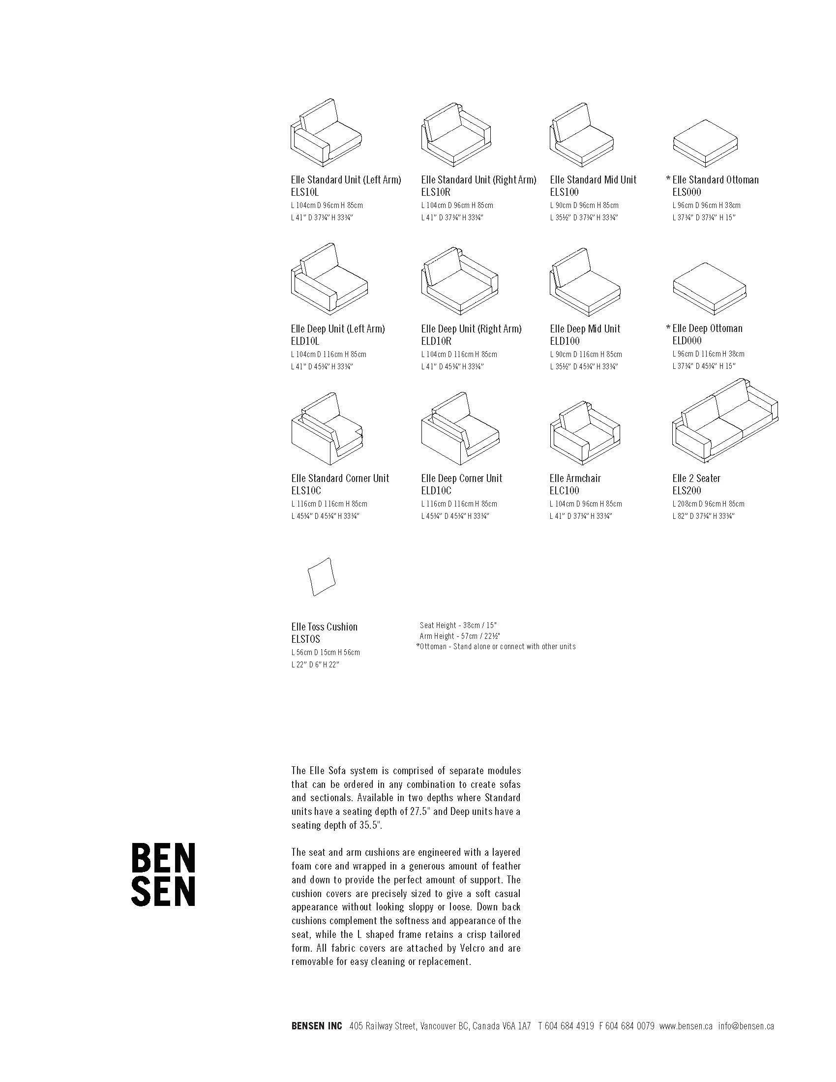 Bensen Elle Sofa Tear Sheet