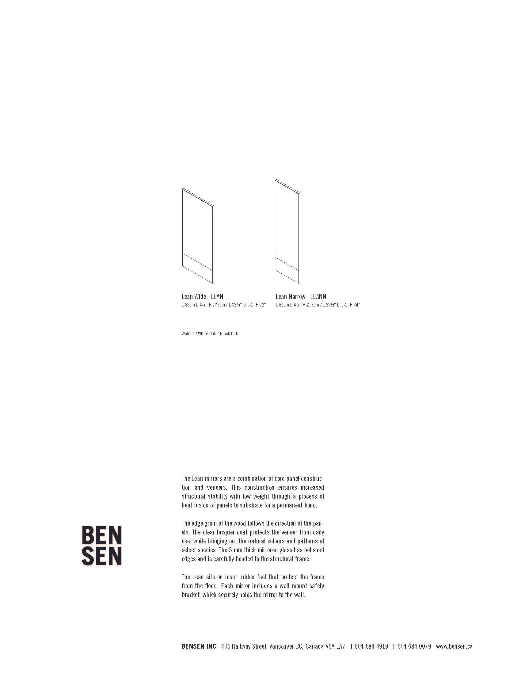 Bensen Lean Mirror tear sheet