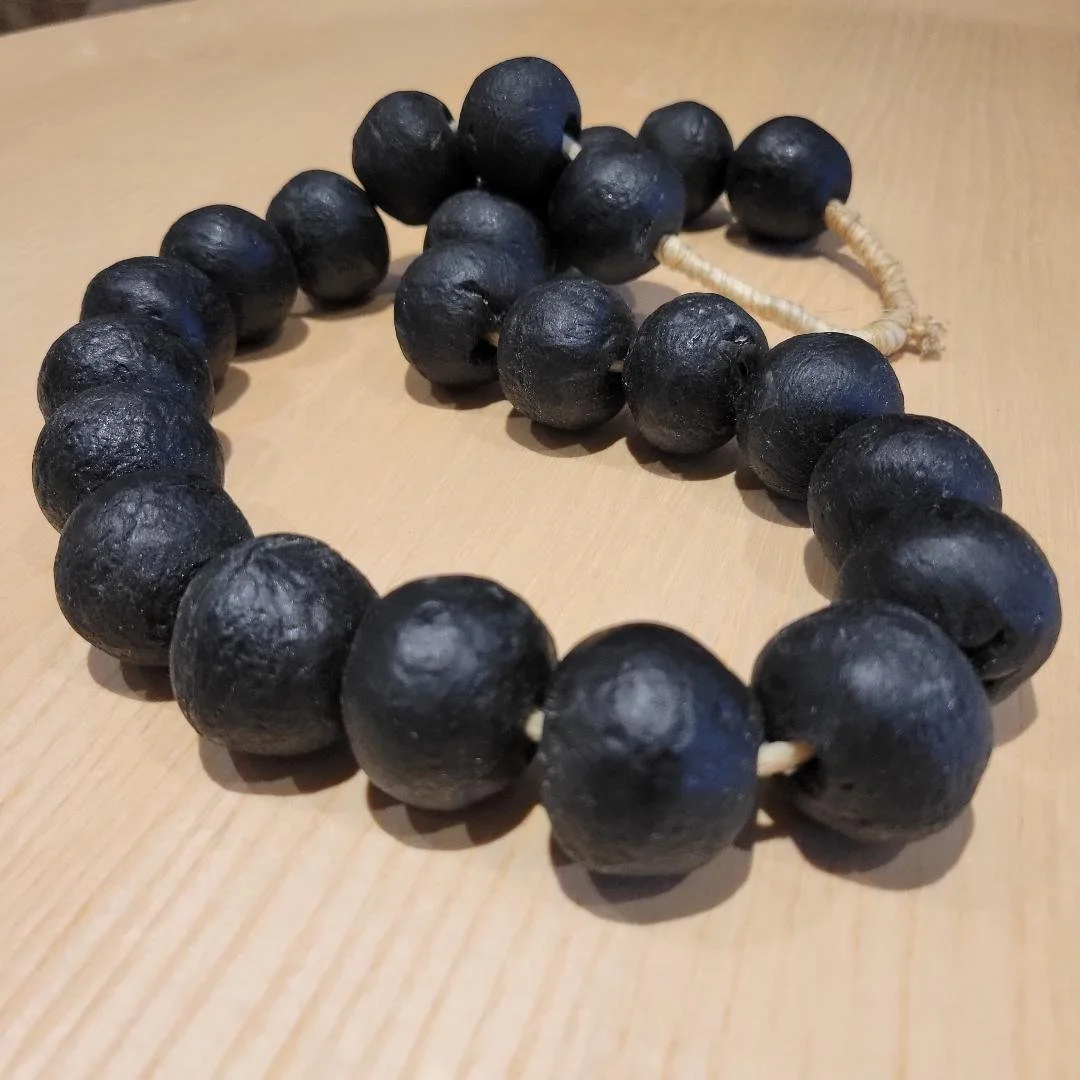 african seaglass black beads