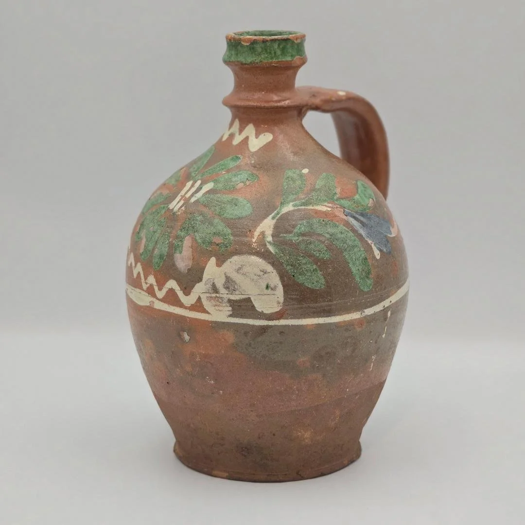 Found Floral Pitcher with green spout