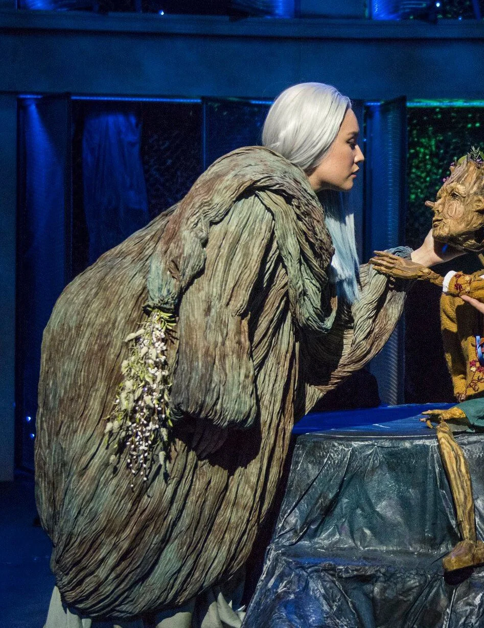  Painted in dye on flat cotton, then primitive pleated to mimic wood texture. Pinocchio, Designed by Anna Wooden 